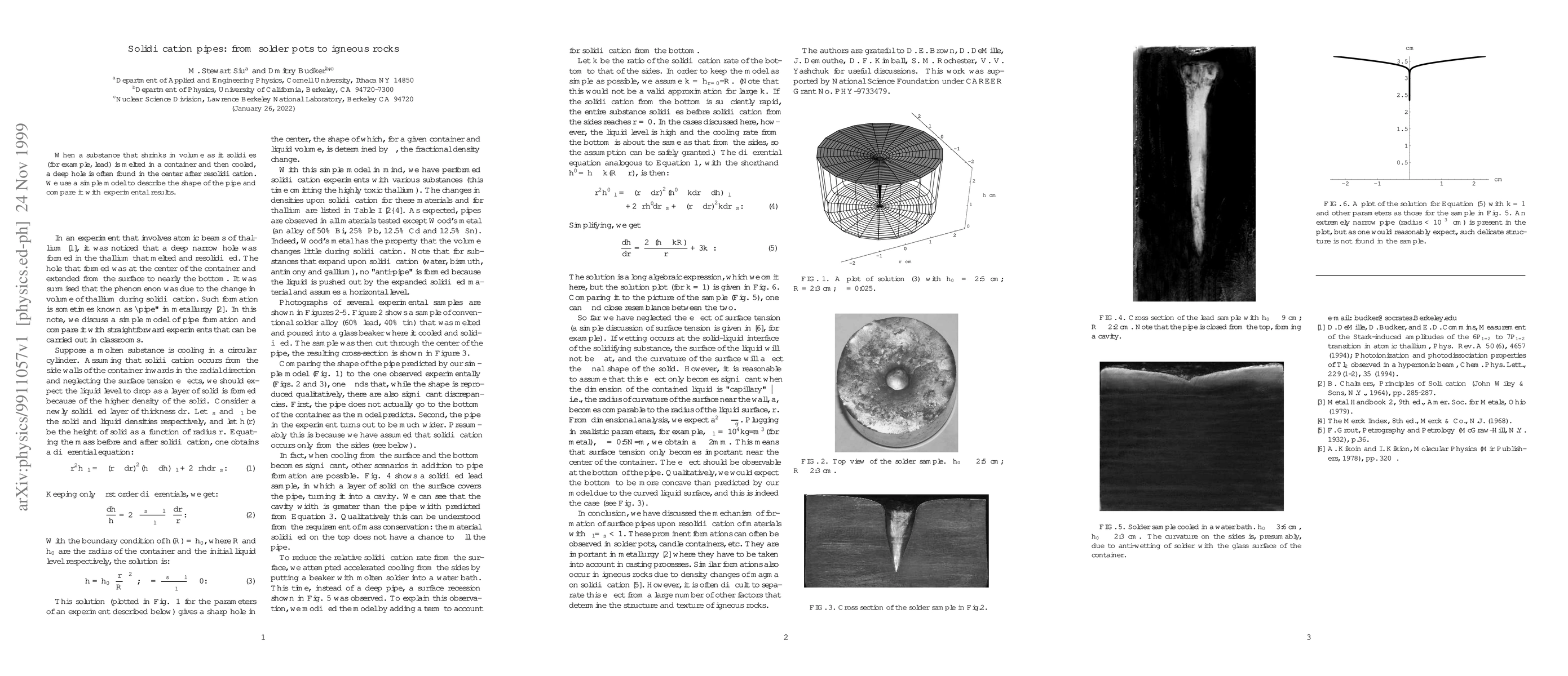 Thumbnail for Solidification pipes: from solder pots to igneous rocks