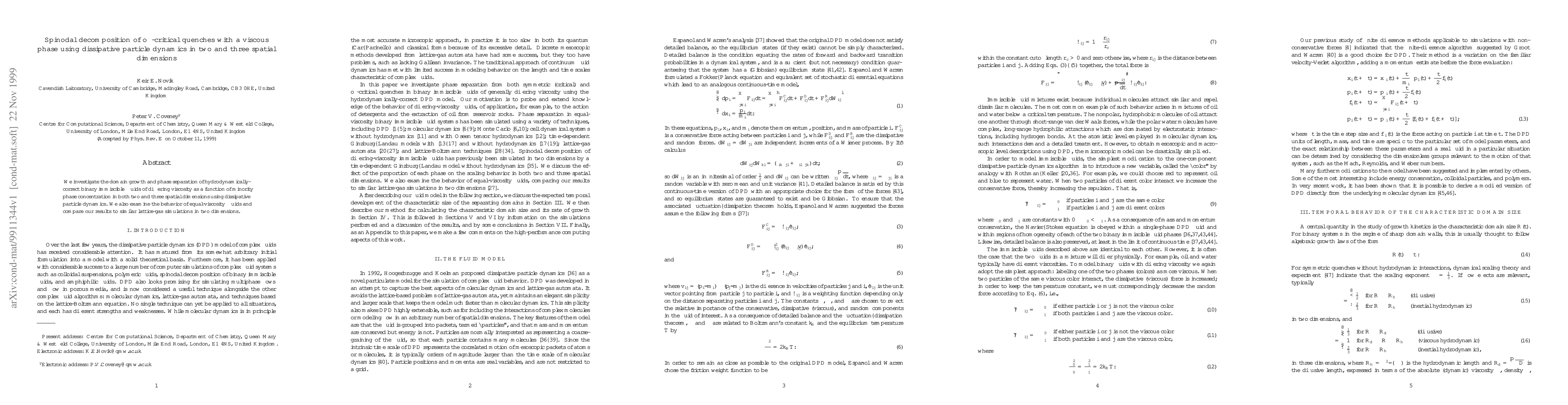 Thumbnail for Spinodal decomposition of off-critical quenches with a viscous phase
  using dissipative particle dynamics in two and three spatial dimensions