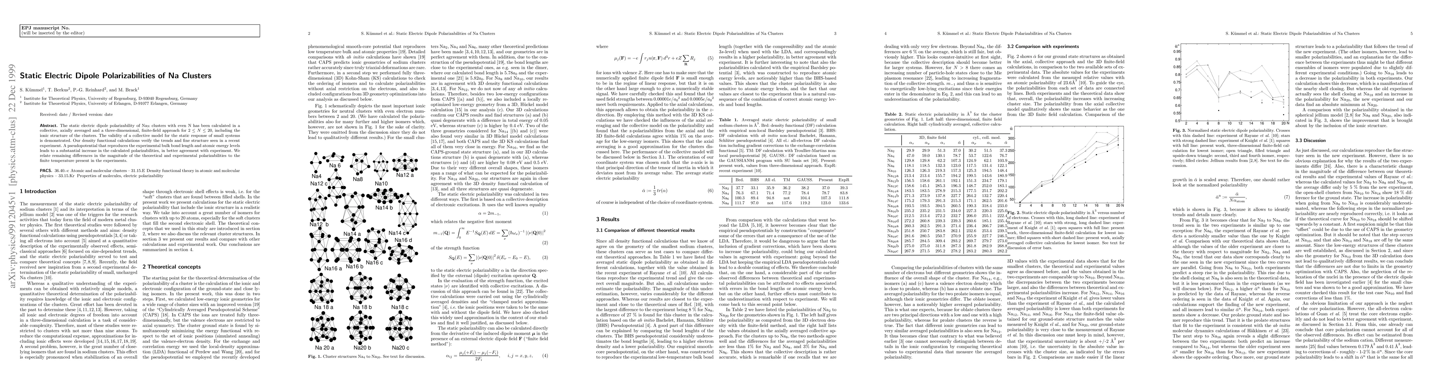 Thumbnail for Static Electric Dipole Polarizabilities of Na Clusters
