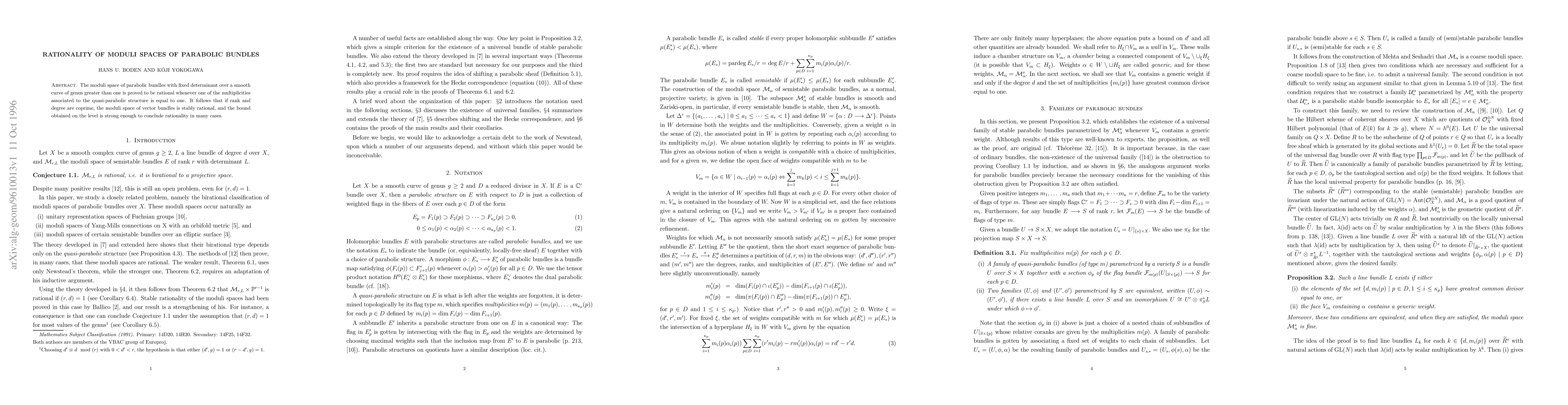 Thumbnail for Rationality of Moduli Spaces of Parabolic Bundles