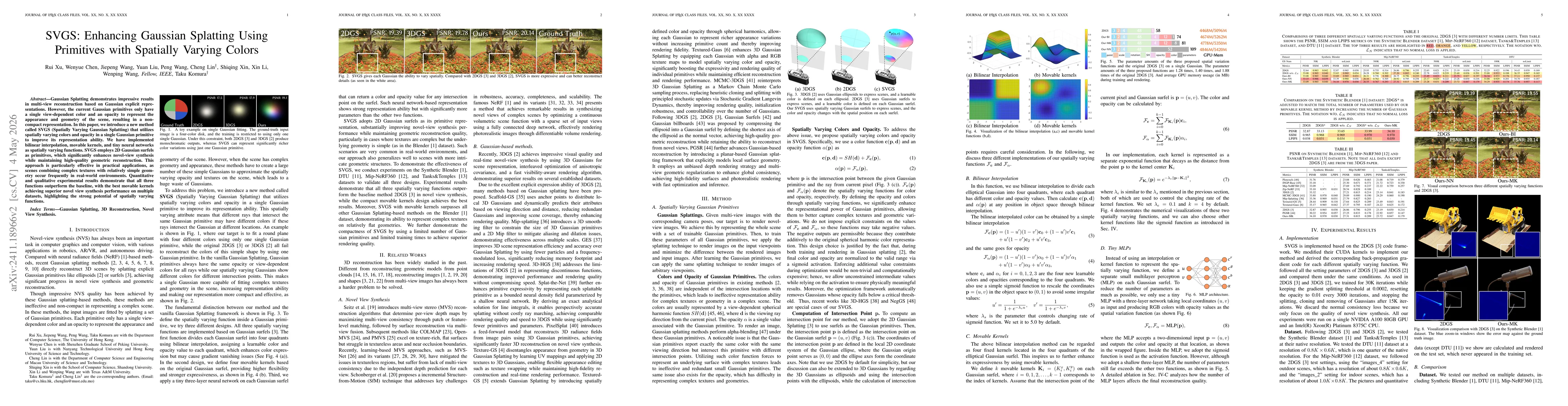 Thumbnail for SVGS: Enhancing Gaussian Splatting Using Primitives with Spatially Varying Colors