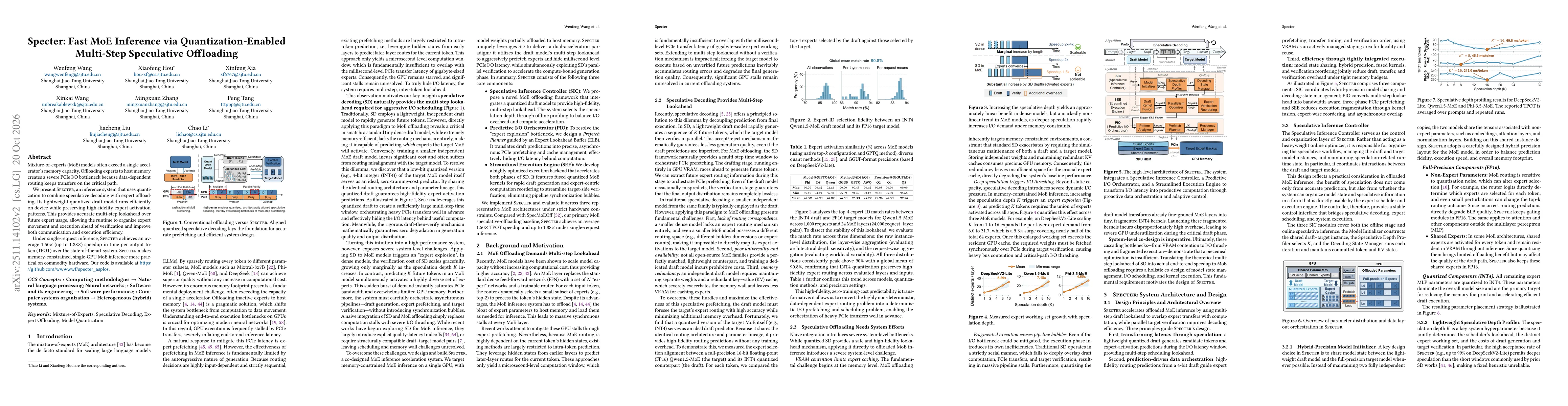 Thumbnail for Specter: Fast MoE Inference via Quantization-Enabled Multi-Step Speculative Offloading