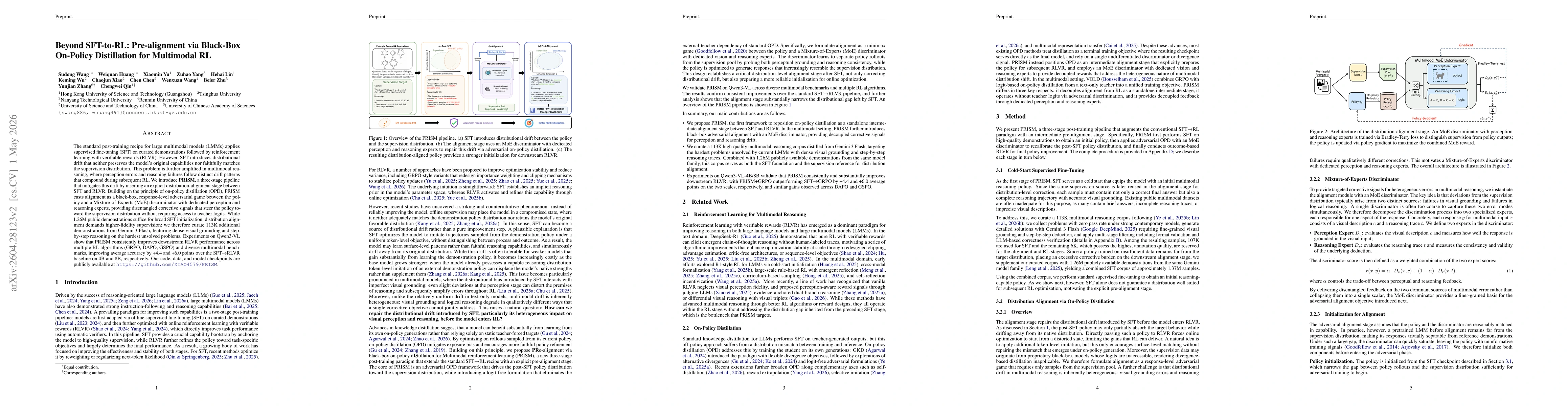 Thumbnail for Beyond SFT-to-RL: Pre-alignment via Black-Box On-Policy Distillation for Multimodal RL