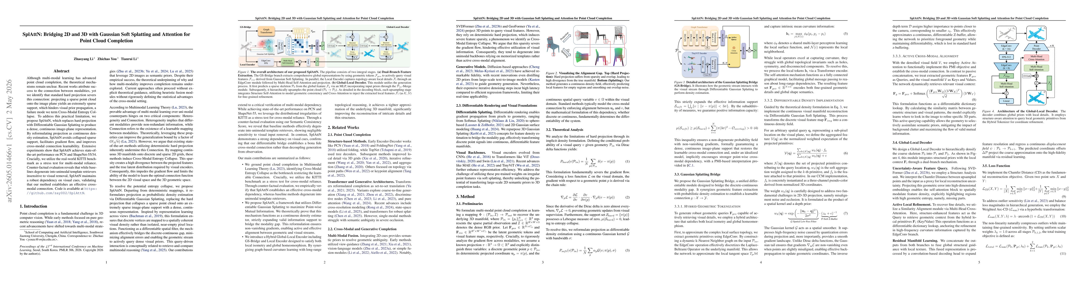 Thumbnail for SplAttN: Bridging 2D and 3D with Gaussian Soft Splatting and Attention for Point Cloud Completion