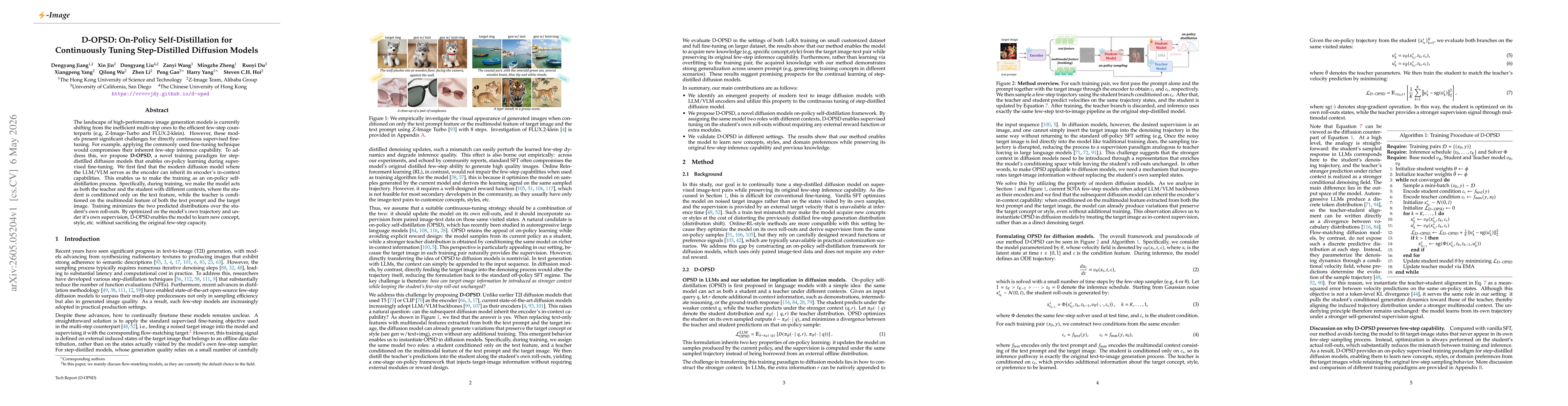 Thumbnail for D-OPSD: On-Policy Self-Distillation for Continuously Tuning Step-Distilled Diffusion Models