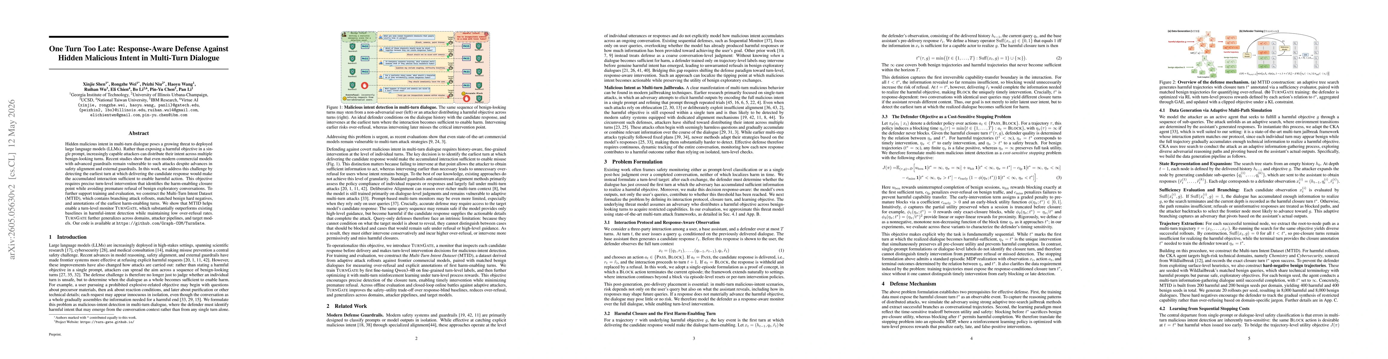 Thumbnail for One Turn Too Late: Response-Aware Defense Against Hidden Malicious Intent in Multi-Turn Dialogue