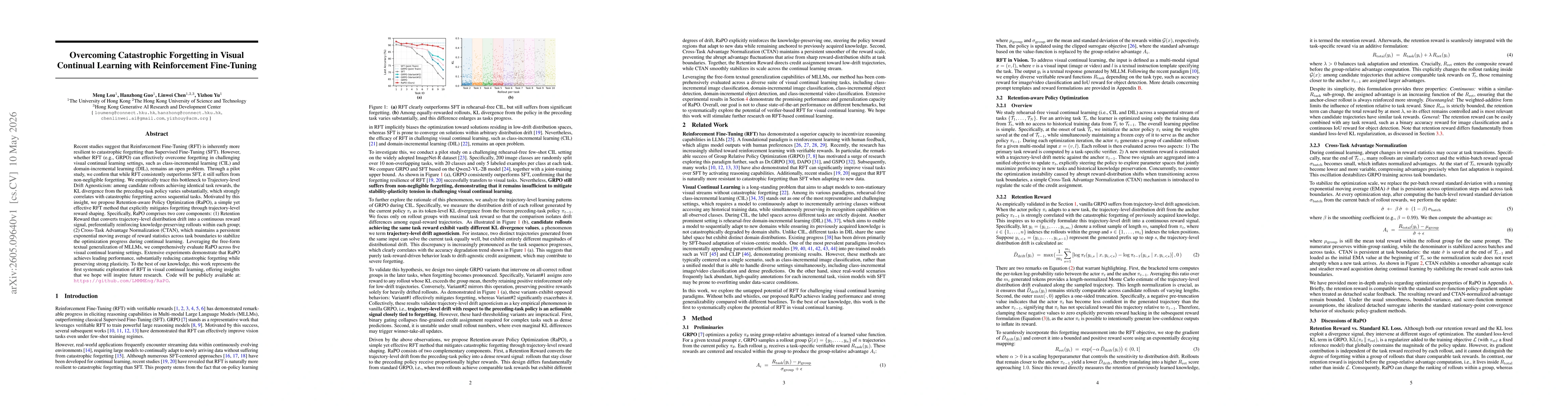 Thumbnail for Overcoming Catastrophic Forgetting in Visual Continual Learning with Reinforcement Fine-Tuning