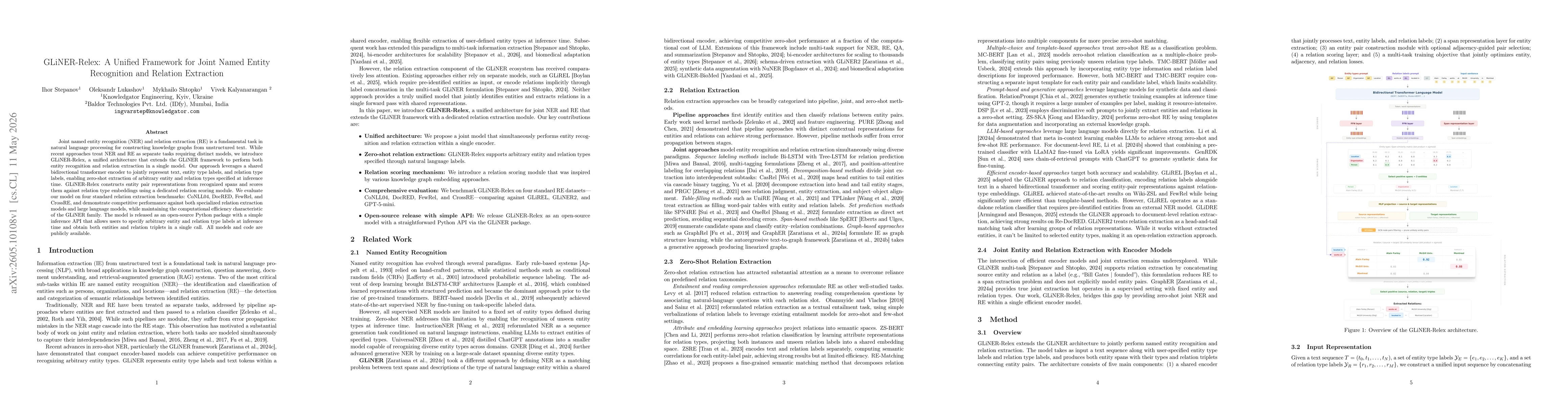 Thumbnail for GLiNER-Relex: A Unified Framework for Joint Named Entity Recognition and Relation Extraction