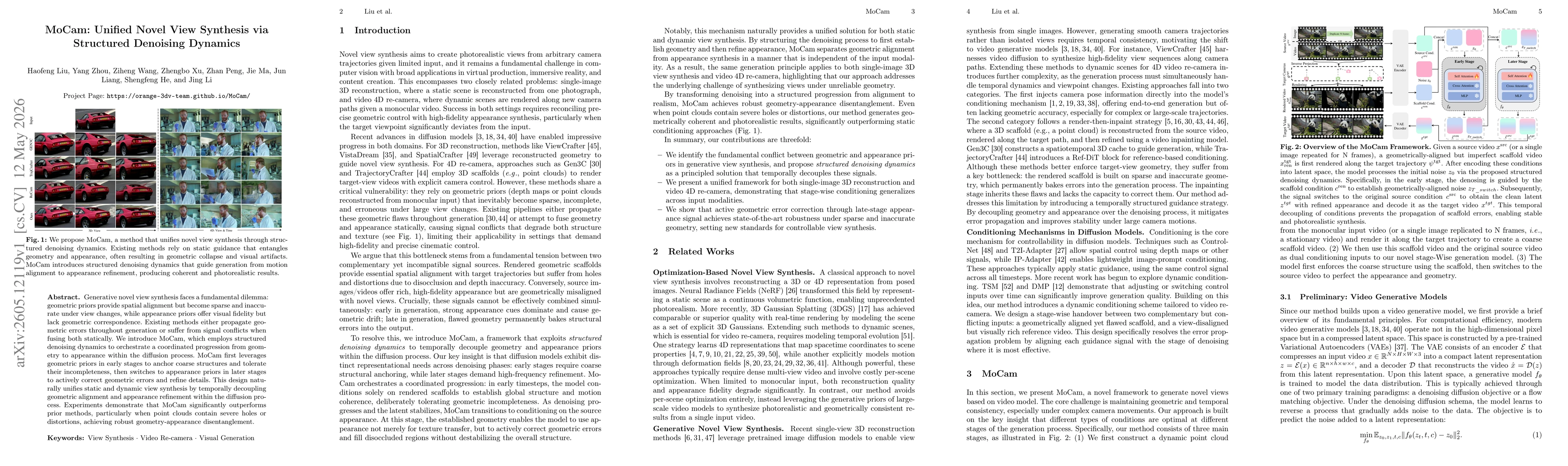 Thumbnail for MoCam: Unified Novel View Synthesis via Structured Denoising Dynamics