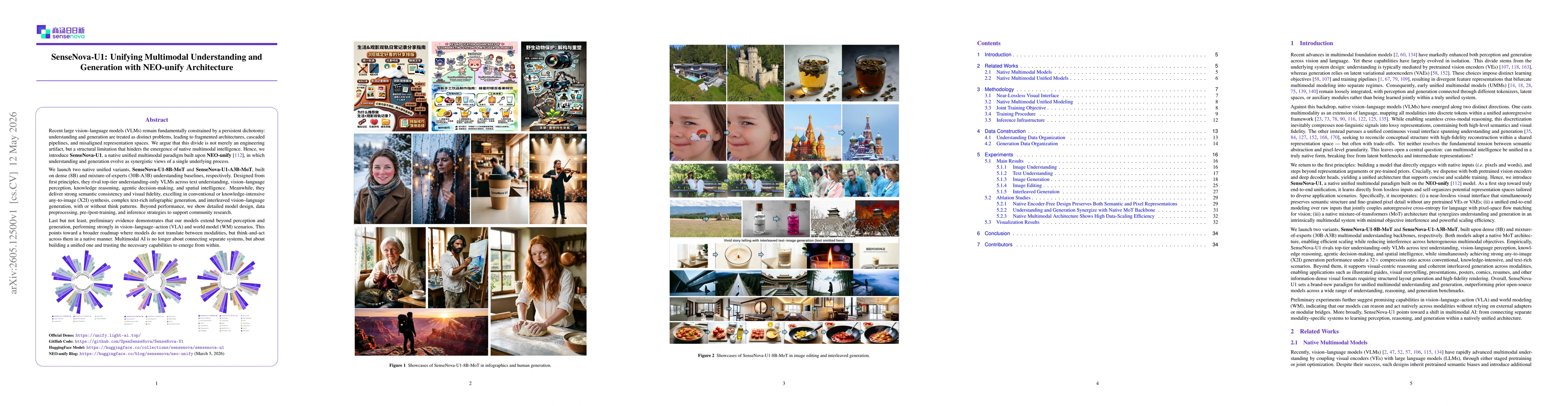 Thumbnail for SenseNova-U1: Unifying Multimodal Understanding and Generation with NEO-unify Architecture
