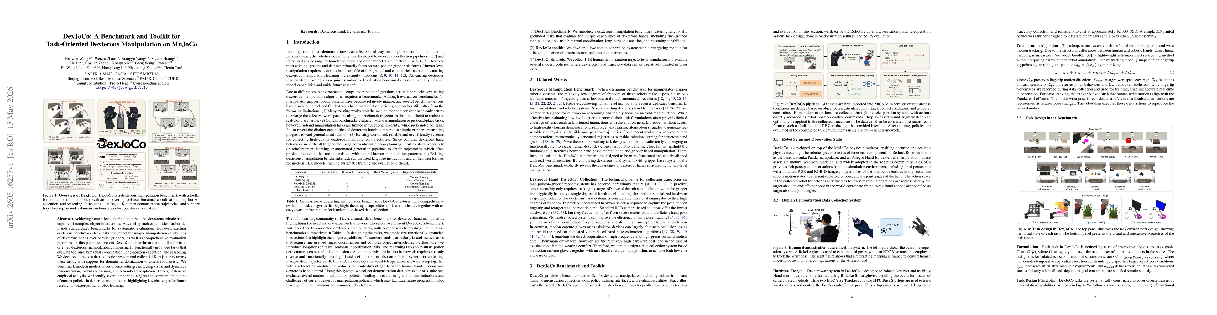 Thumbnail for DexJoCo: A Benchmark and Toolkit for Task-Oriented Dexterous Manipulation on MuJoCo