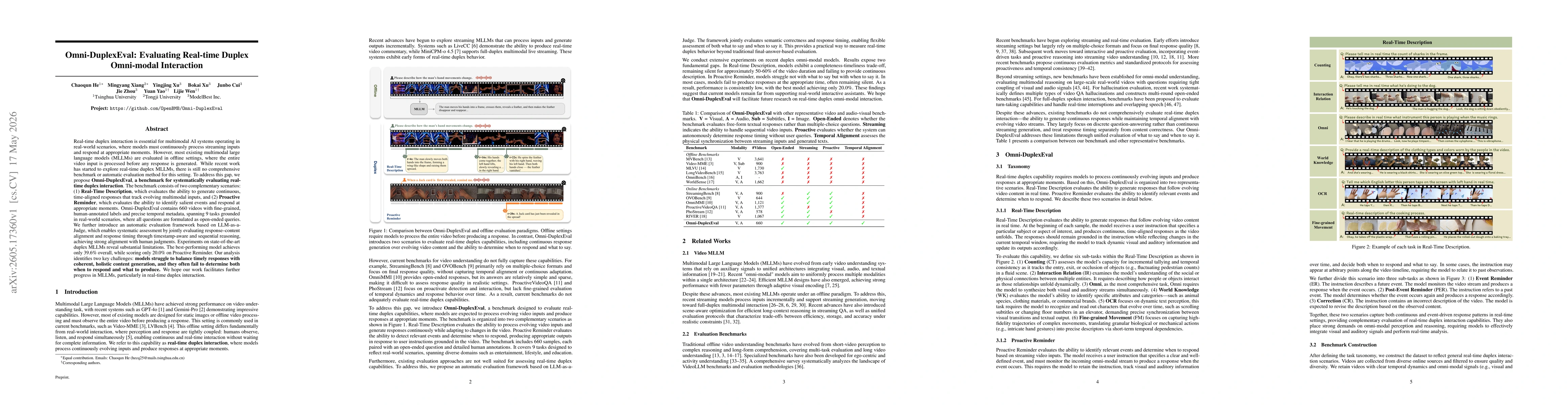 Thumbnail for Omni-DuplexEval: Evaluating Real-time Duplex Omni-modal Interaction