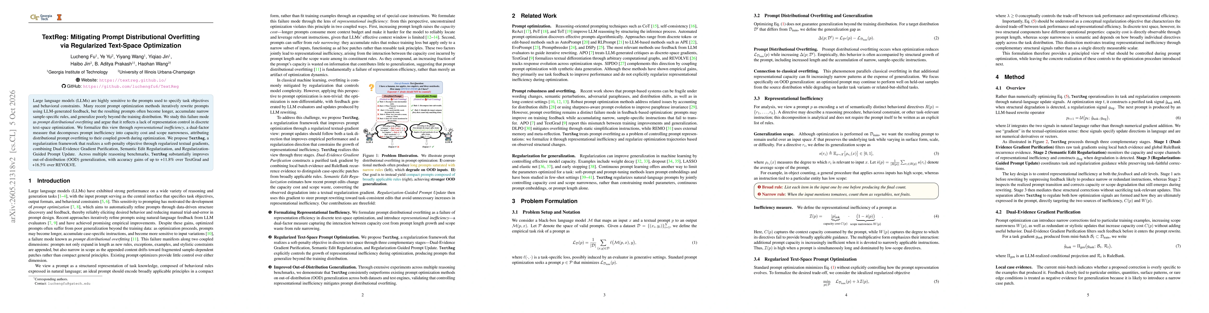 Thumbnail for TextReg: Mitigating Prompt Distributional Overfitting via Regularized Text-Space Optimization