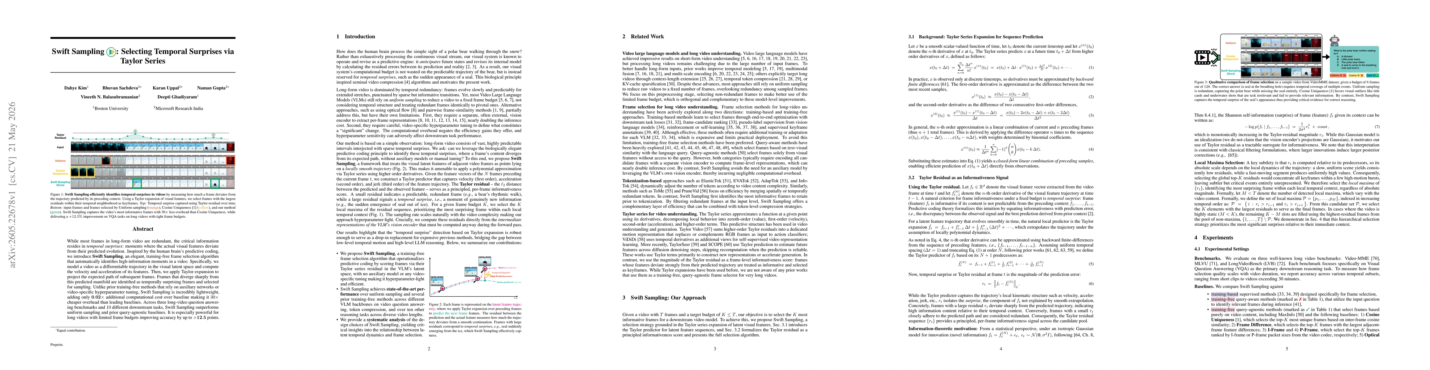 Thumbnail for Swift Sampling: Selecting Temporal Surprises via Taylor Series