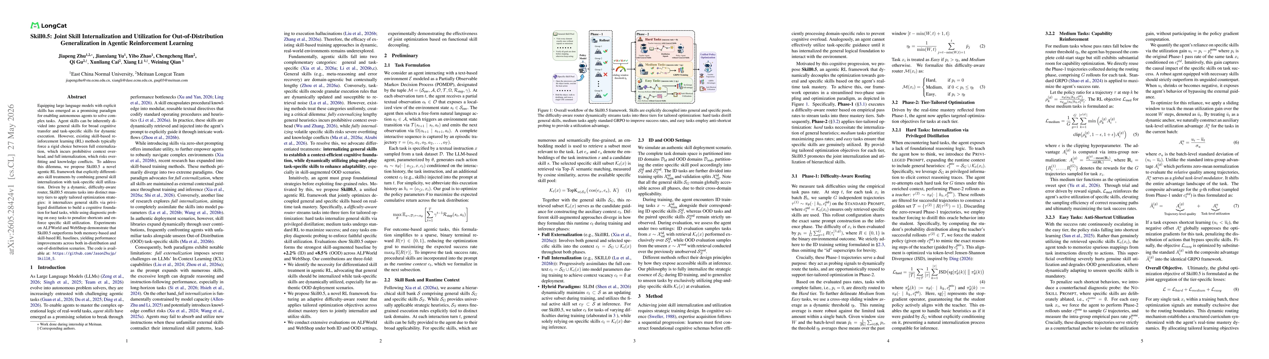 Thumbnail for Skill0.5: Joint Skill Internalization and Utilization for Out-of-Distribution Generalization in Agentic Reinforcement Learning