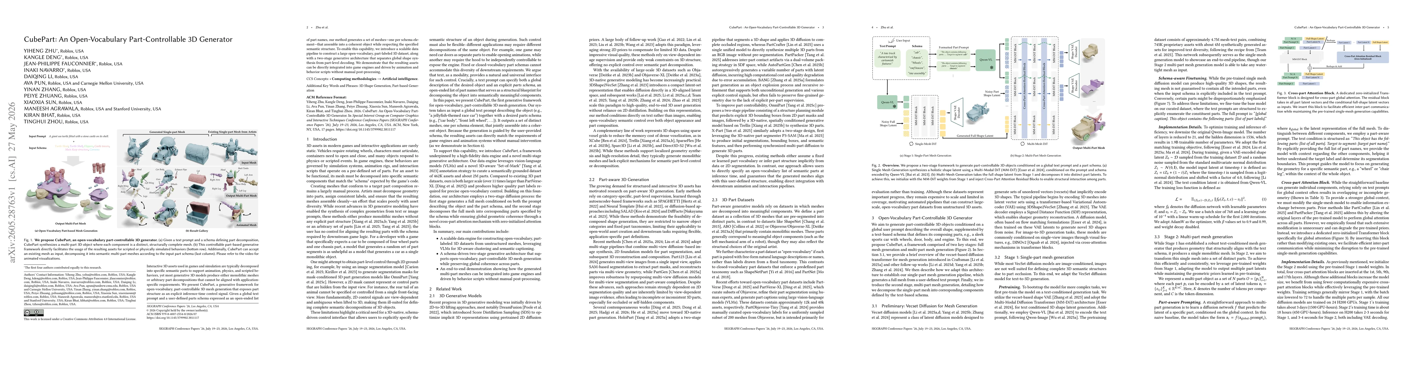Thumbnail for CubePart: An Open-Vocabulary Part-Controllable 3D Generator