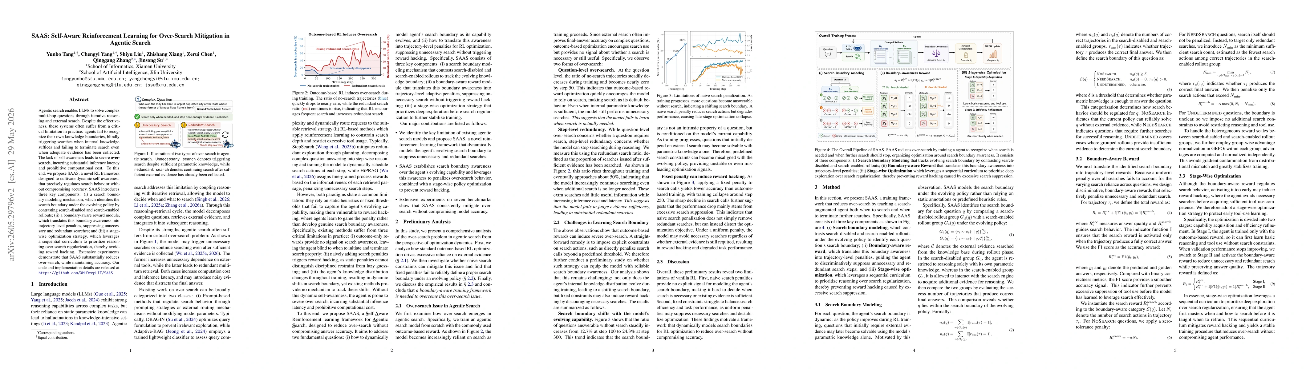 Thumbnail for SAAS: Self-Aware Reinforcement Learning for Over-Search Mitigation in Agentic Search