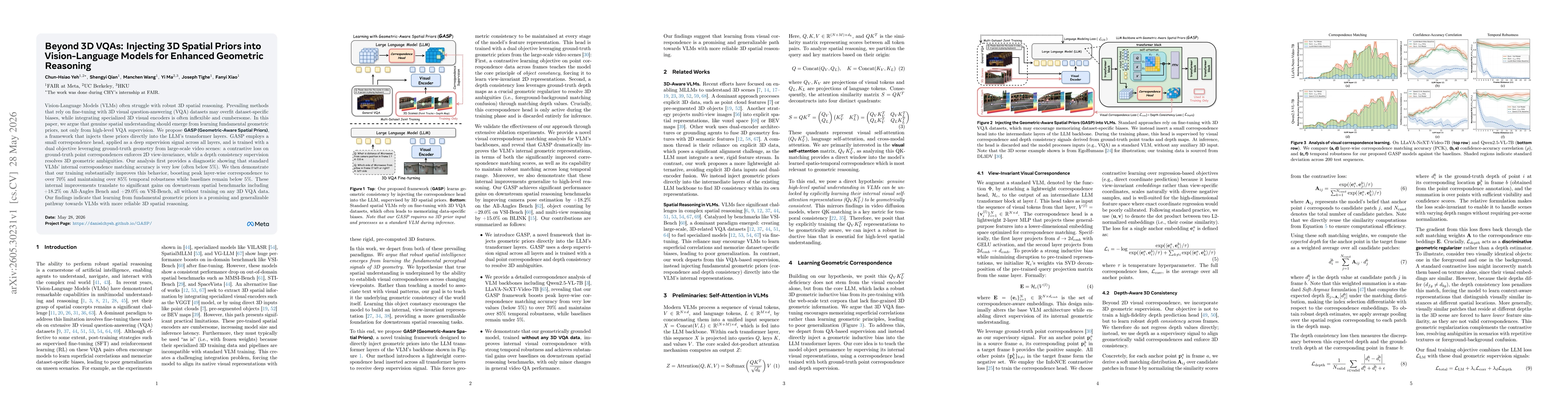 Thumbnail for Beyond 3D VQAs: Injecting 3D Spatial Priors into Vision-Language Models for Enhanced Geometric Reasoning