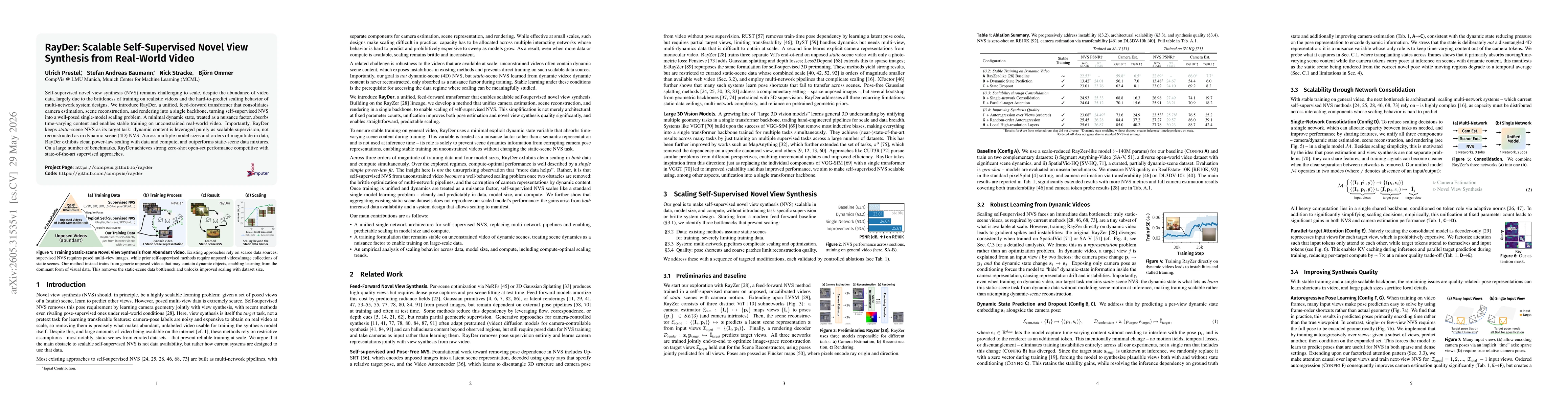 Thumbnail for RayDer: Scalable Self-Supervised Novel View Synthesis from Real-World Video