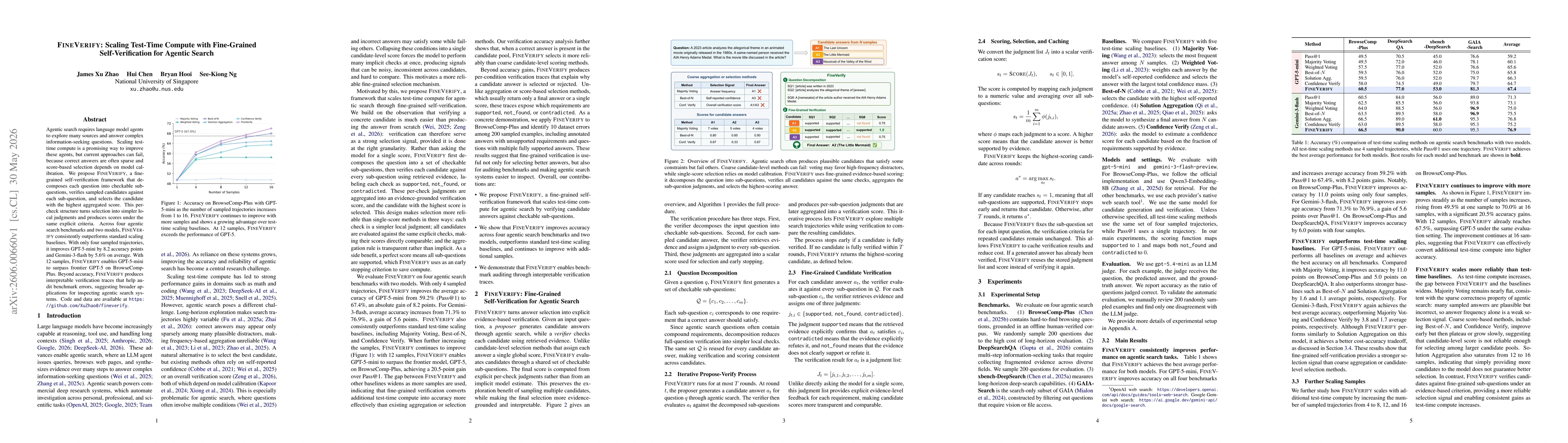 Thumbnail for FineVerify: Scaling Test-Time Compute with Fine-Grained Self-Verification for Agentic Search