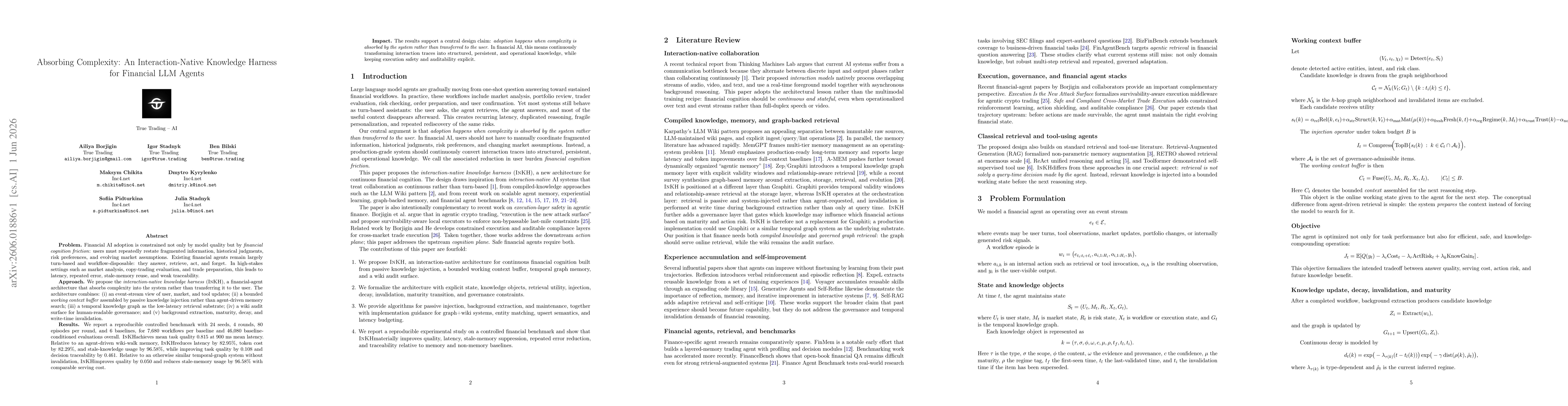 Thumbnail for Absorbing Complexity: An Interaction-Native Knowledge Harness for Financial LLM Agents