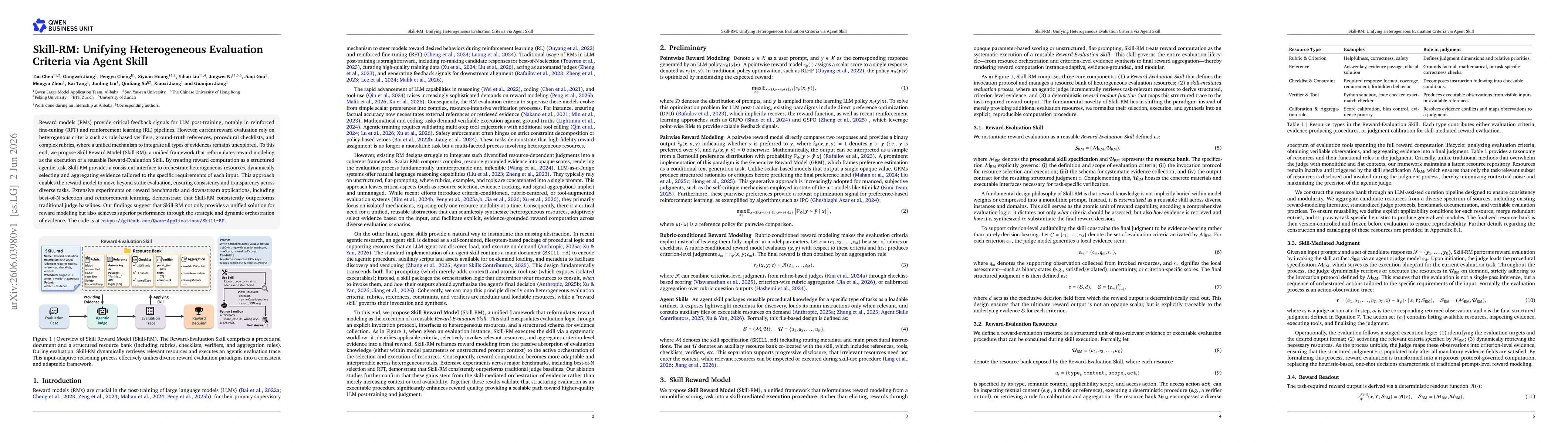 Thumbnail for Skill-RM: Unifying Heterogeneous Evaluation Criteria via Agent Skill