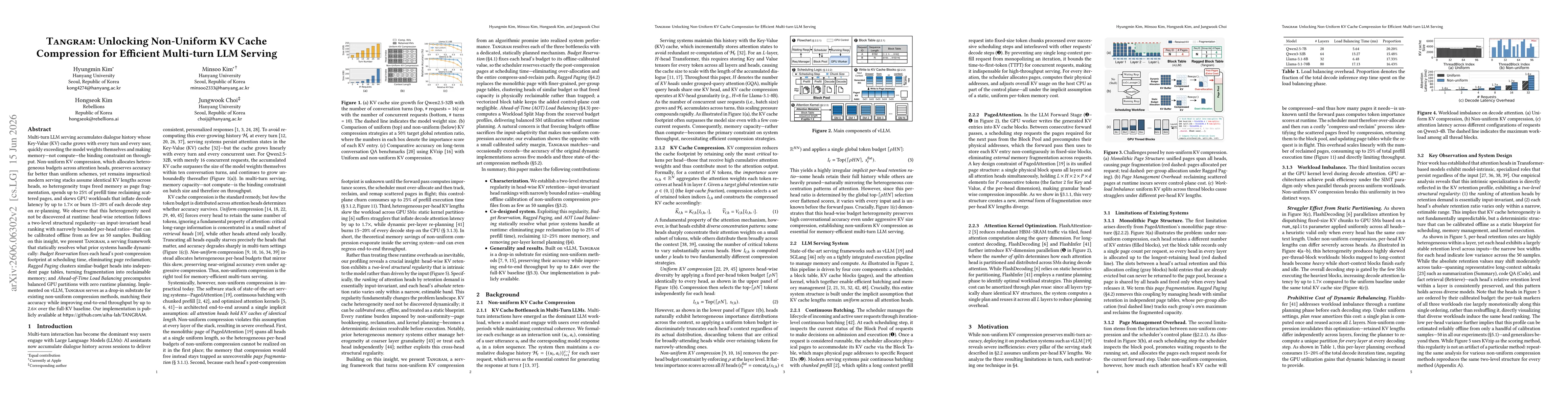 Thumbnail for Tangram: Unlocking Non-Uniform KV Cache Compression for Efficient Multi-turn LLM Serving