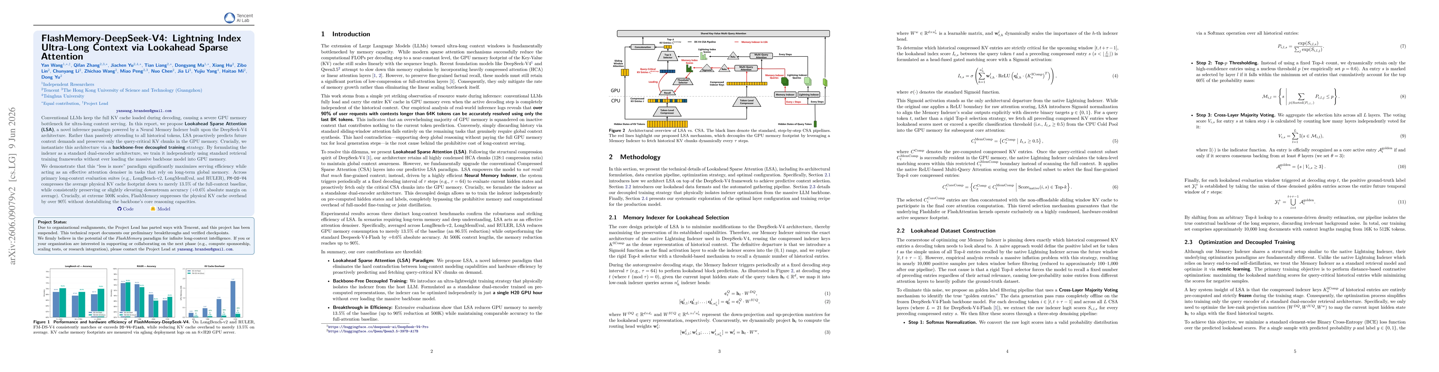 Thumbnail for FlashMemory-DeepSeek-V4: Lightning Index Ultra-Long Context via Lookahead Sparse Attention