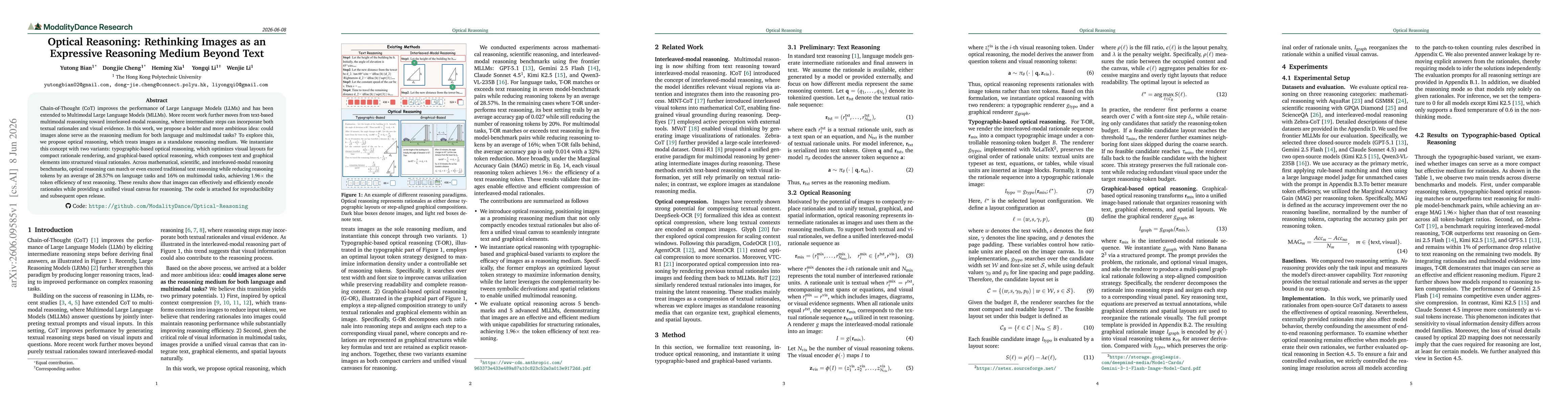 Thumbnail for Optical Reasoning: Rethinking Images as an Expressive Reasoning Medium Beyond Text