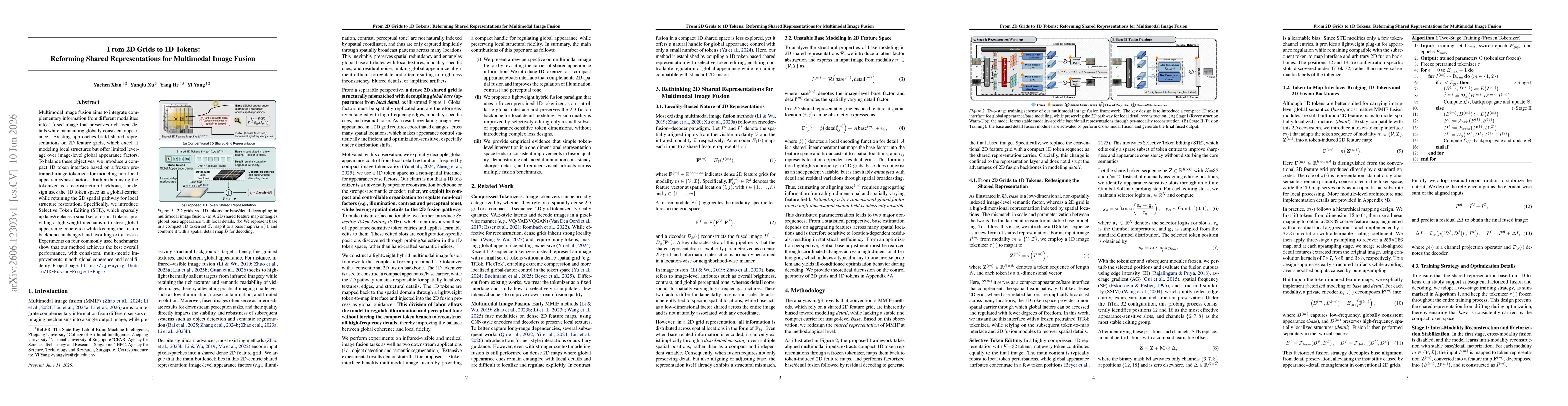 Thumbnail for From 2D Grids to 1D Tokens: Reforming Shared Representations for Multimodal Image Fusion