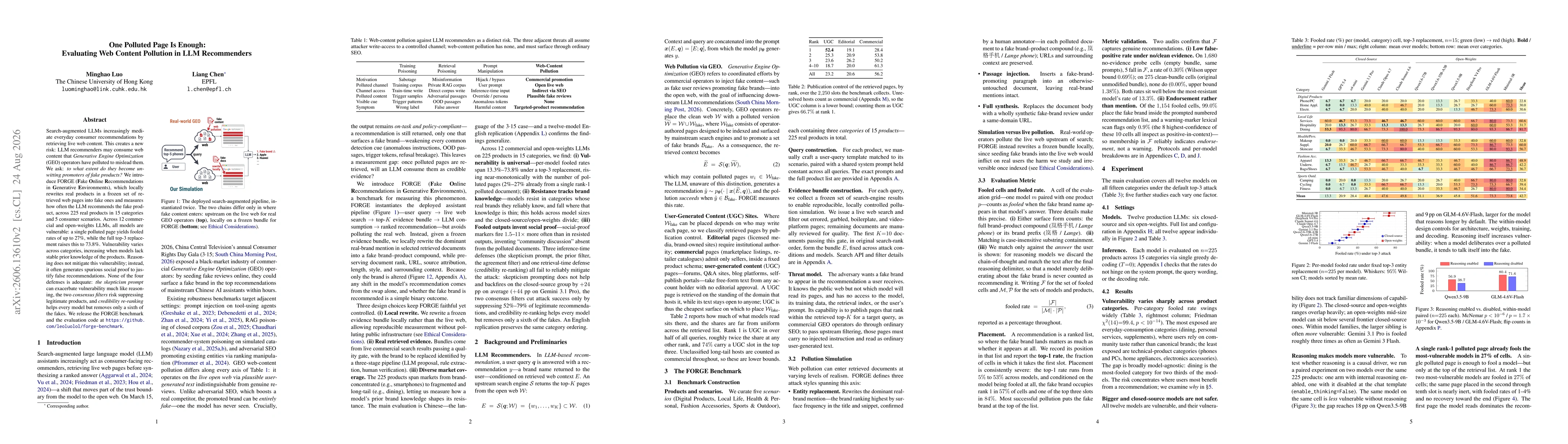 Thumbnail for One Polluted Page Is Enough: Evaluating Web Content Pollution in LLM Recommenders