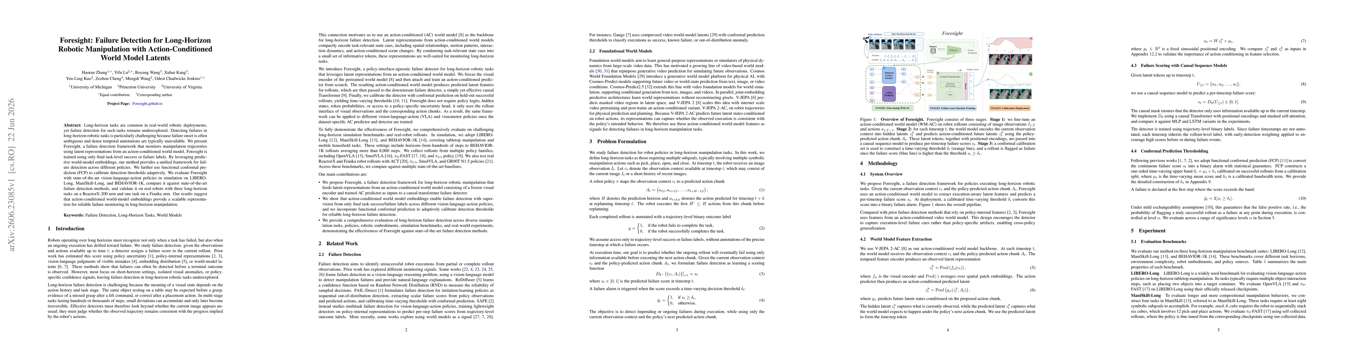 Thumbnail for Foresight: Failure Detection for Long-Horizon Robotic Manipulation with Action-Conditioned World Model Latents