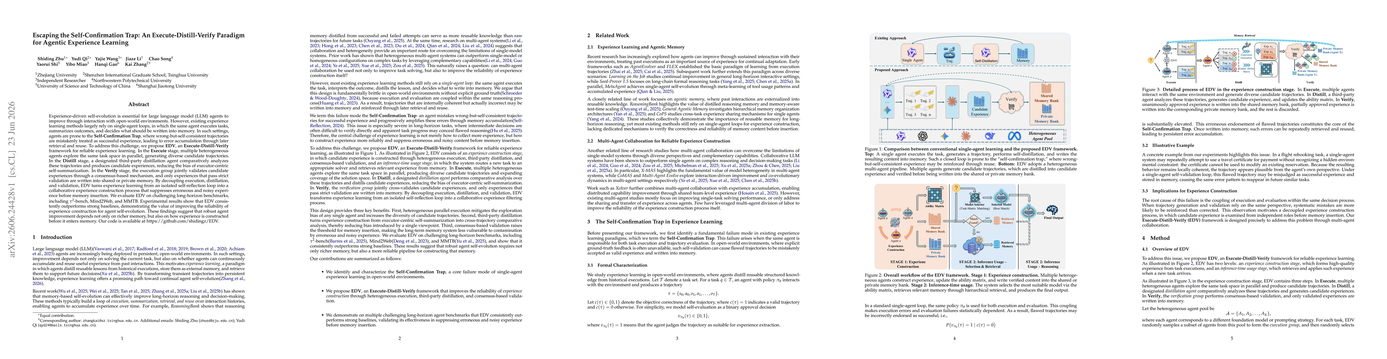 Thumbnail for Escaping the Self-Confirmation Trap: An Execute-Distill-Verify Paradigm for Agentic Experience Learning