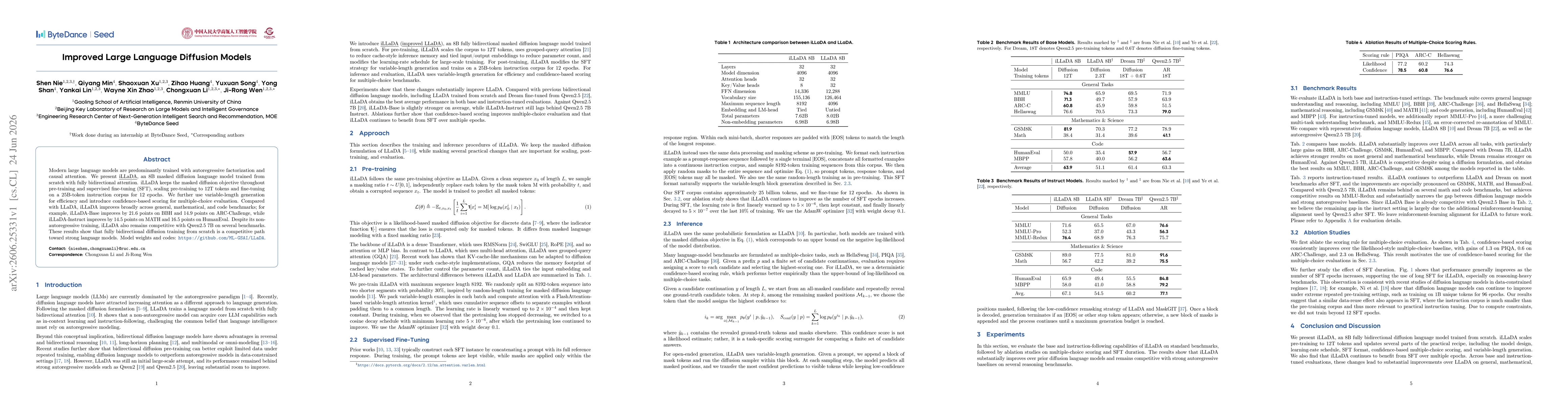 Thumbnail for Improved Large Language Diffusion Models