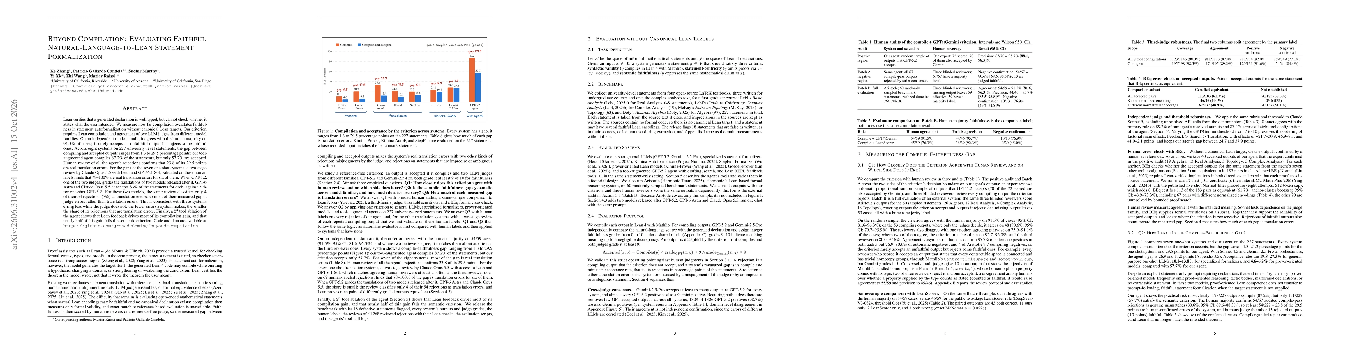 Thumbnail for Beyond Compilation: Evaluating Faithful Natural-Language-to-Lean Statement Formalization