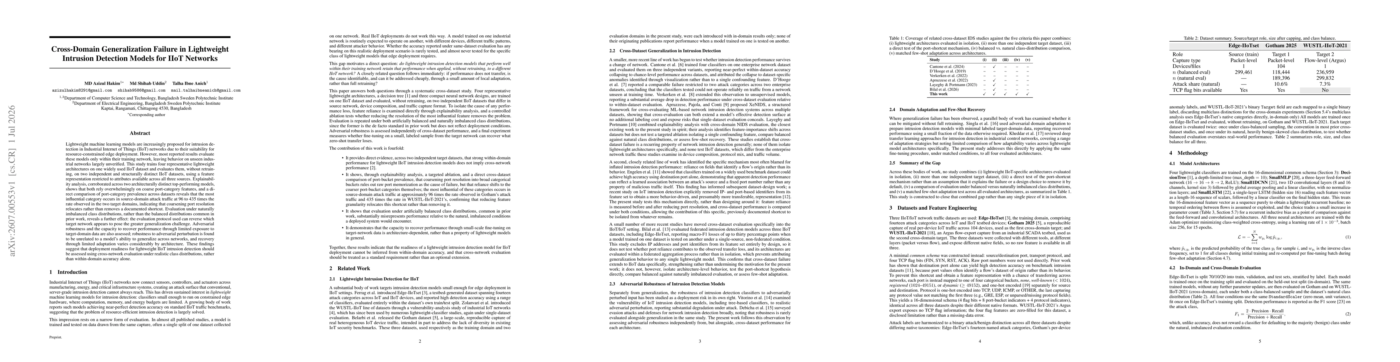 Thumbnail for Cross-Domain Generalization Failure in Lightweight Intrusion Detection Models for IIoT Networks