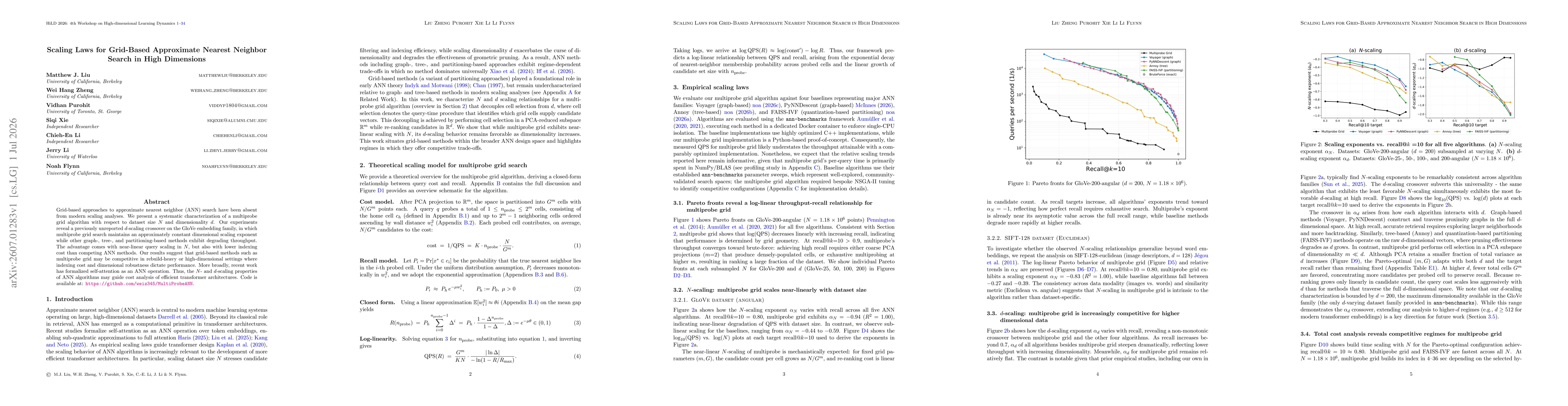 Thumbnail for Scaling Laws for Grid-Based Approximate Nearest Neighbor Search in High Dimensions