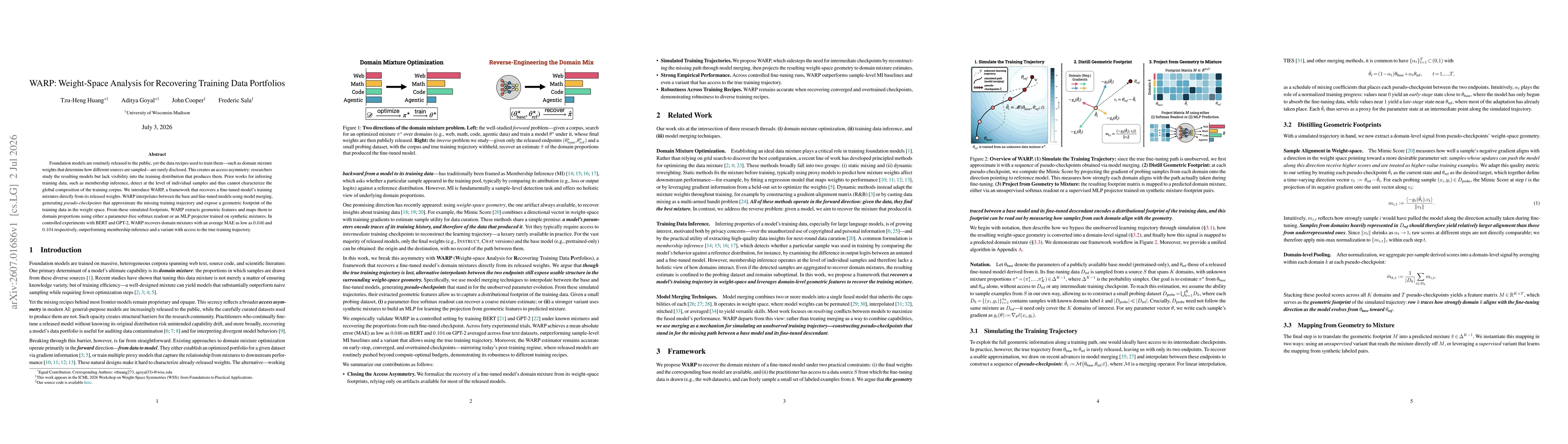Thumbnail for WARP: Weight-Space Analysis for Recovering Training Data Portfolios