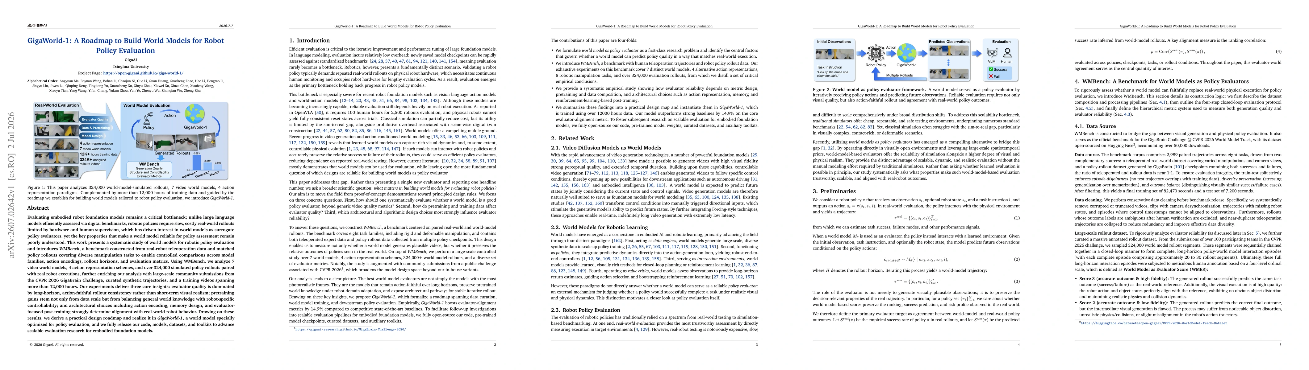 Thumbnail for GigaWorld-1: A Roadmap to Build World Models for Robot Policy Evaluation