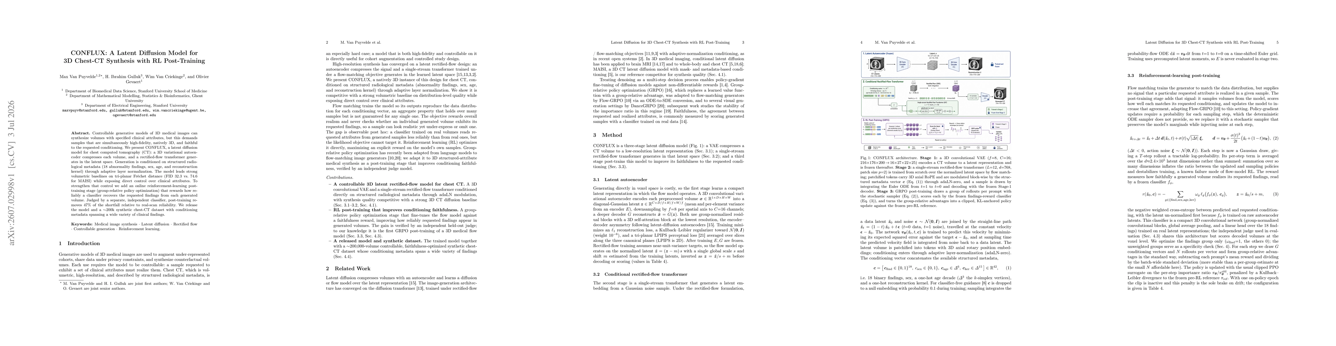 Thumbnail for CONFLUX: A Latent Diusion Model for 3D Chest-CT Synthesis with RL Post-Training