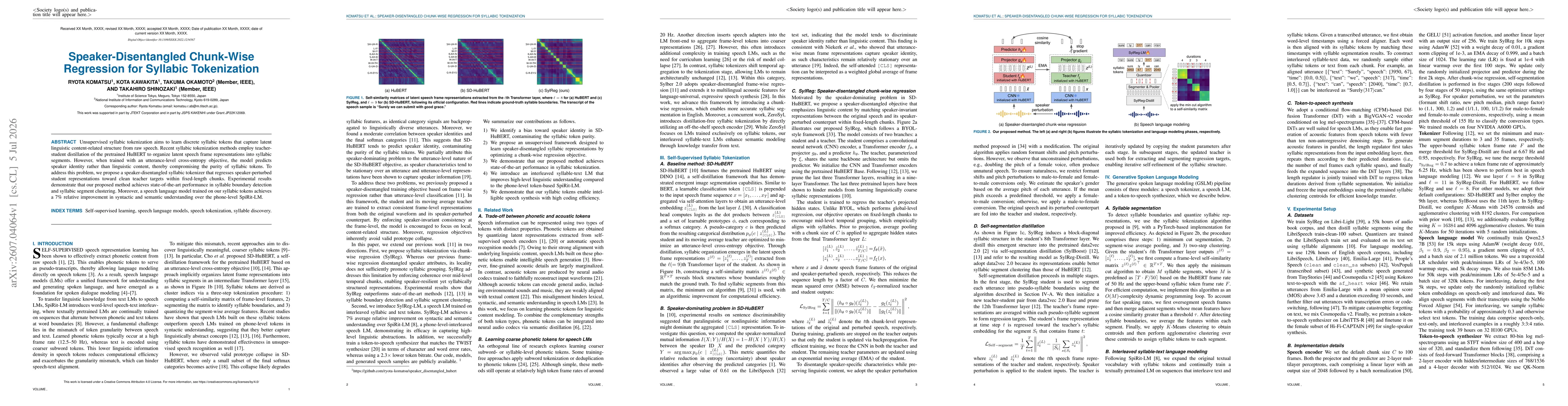 Thumbnail for Speaker-Disentangled Chunk-Wise Regression for Syllabic Tokenization