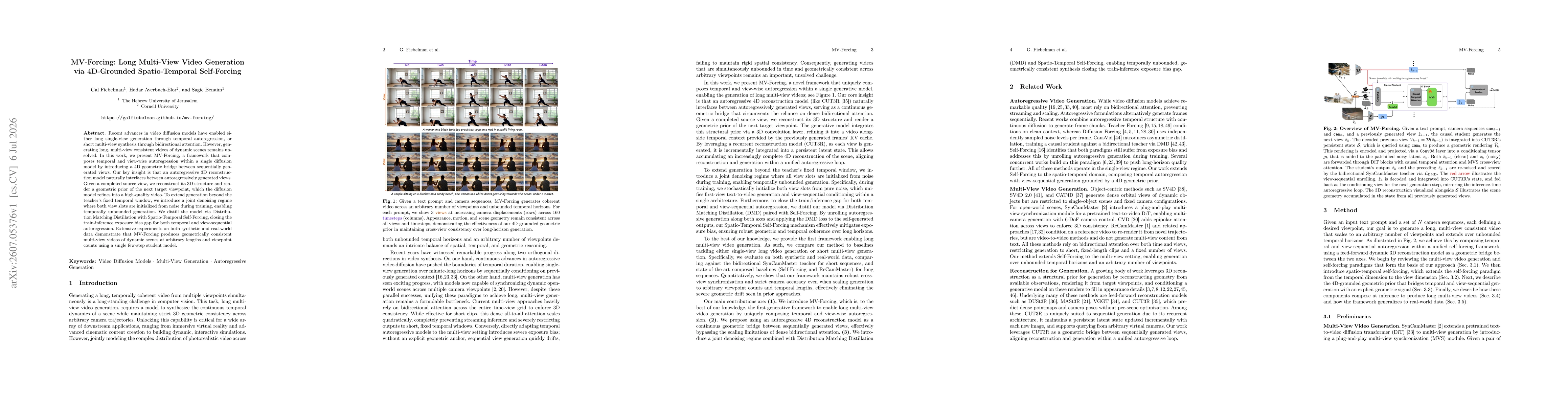 Thumbnail for MV-Forcing: Long Multi-View Video Generation via 4D-Grounded Spatio-Temporal Self-Forcing