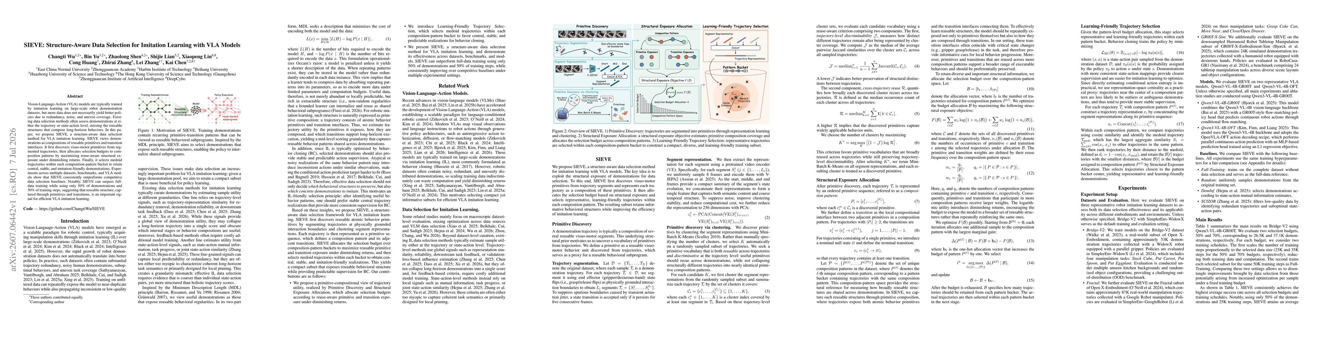 Thumbnail for SIEVE: Structure-Aware Data Selection for Imitation Learning with VLA Models