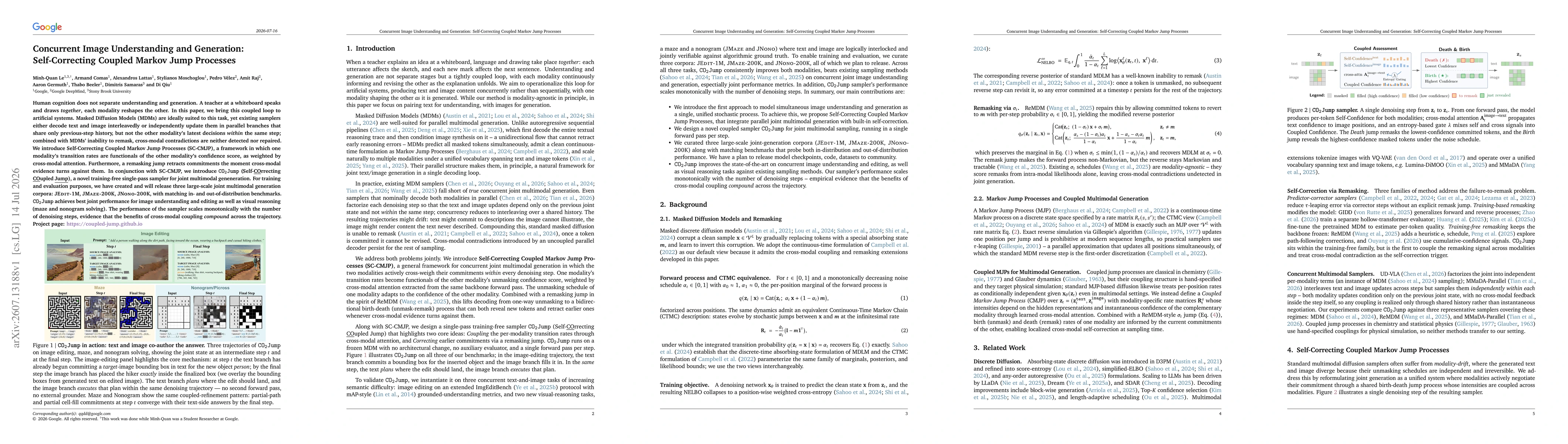 Thumbnail for Concurrent Image Understanding and Generation: Self-Correcting Coupled Markov Jump Processes