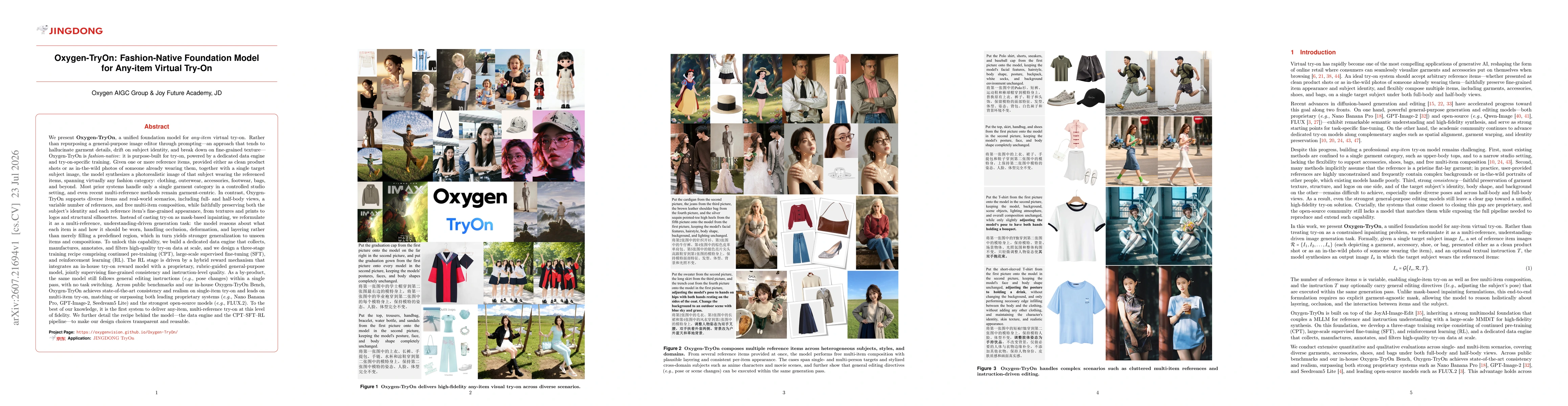 Thumbnail for Oxygen-TryOn: Fashion-Native Foundation Model for Any-item Virtual Try-On