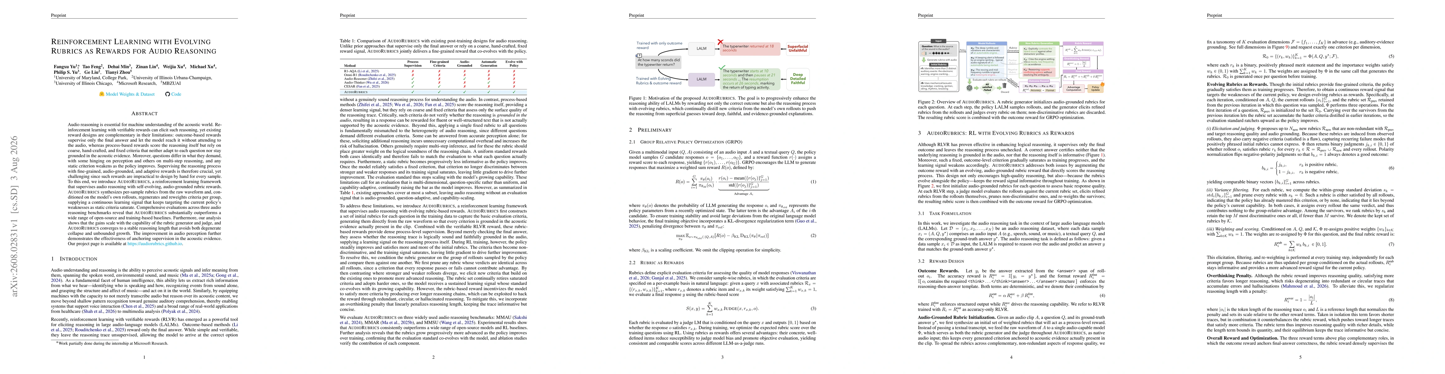 Thumbnail for Reinforcement Learning with Evolving Rubrics as Rewards for Audio Reasoning