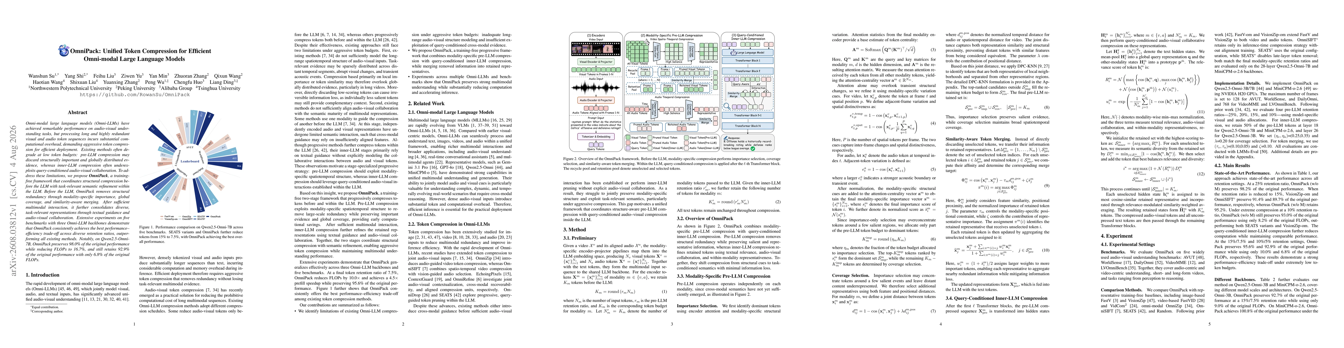 Thumbnail for OmniPack: Unified Token Compression for Efficient Omni-modal Large Language Models