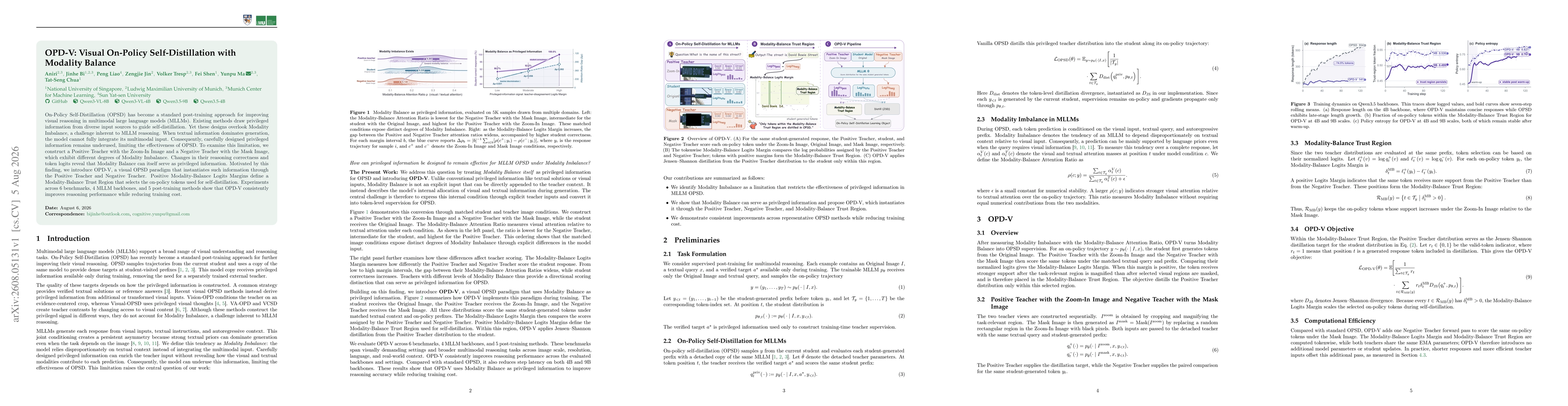 Thumbnail for OPD-V: Visual On-Policy Self-Distillation with Modality Balance