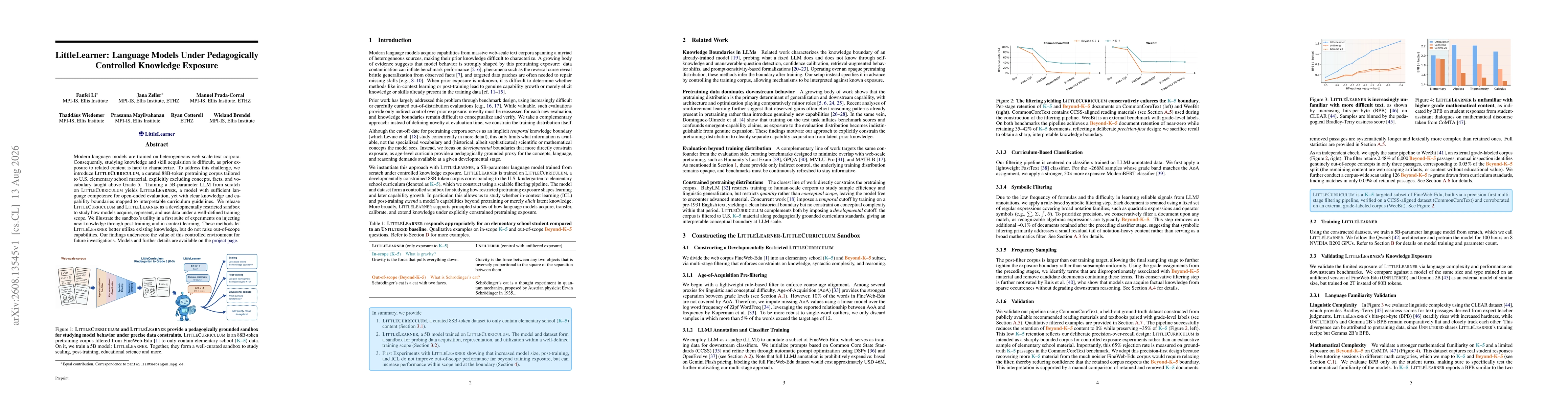 Thumbnail for LittleLearner: Language Models Under Pedagogically Controlled Knowledge Exposure