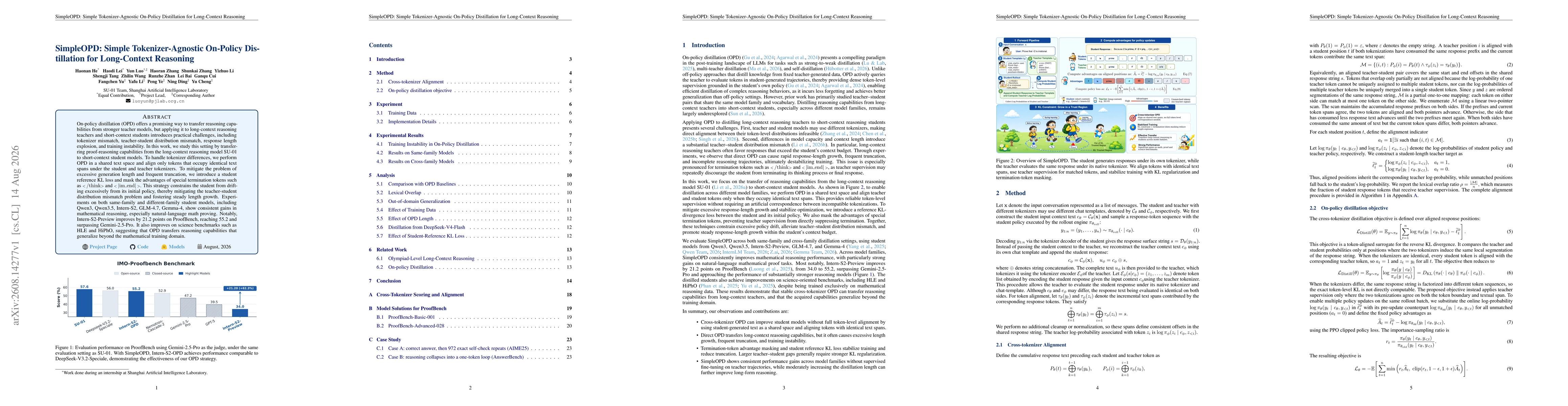 Thumbnail for SimpleOPD: Simple Tokenizer-Agnostic On-Policy Distillation for Long-Context Reasoning